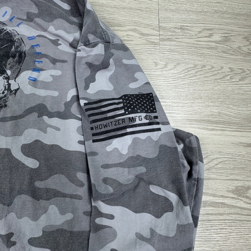 Howitzer Men's Hoodie Grey Camo 2XL Skull Flag Graphic Patriot Mfg Pullover - Picture 9 of 10